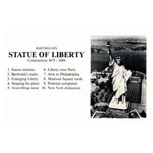 Postcard Chrome Bartholdi's State of Liberty Construction 1875-1886